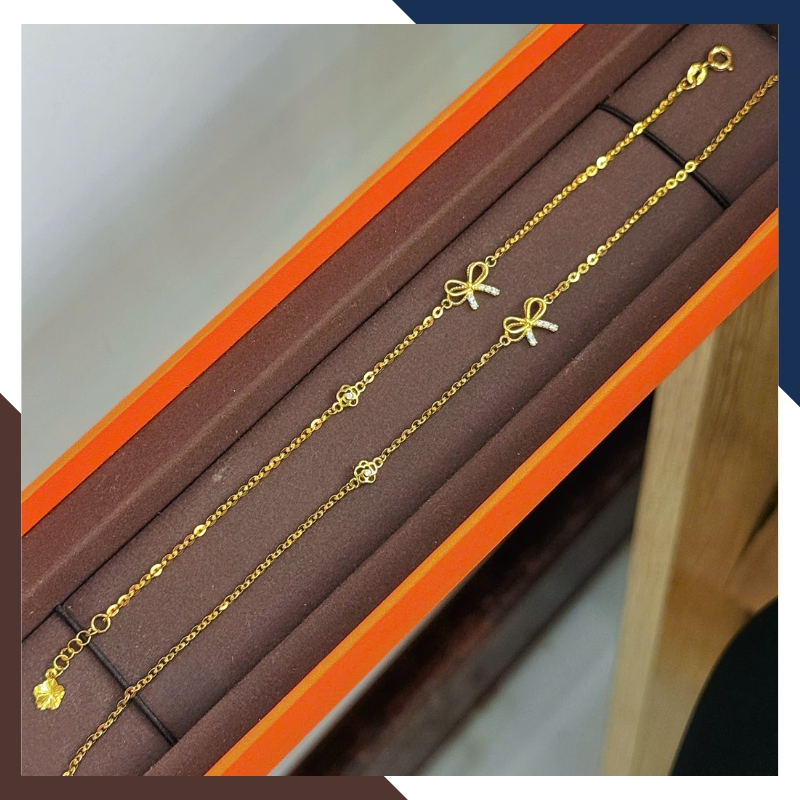 Lắc Tay Vàng Nữ 10K Hình Nơ LTVN337 – Nữ Tính, Dễ Thương, Dễ Phối Đồ