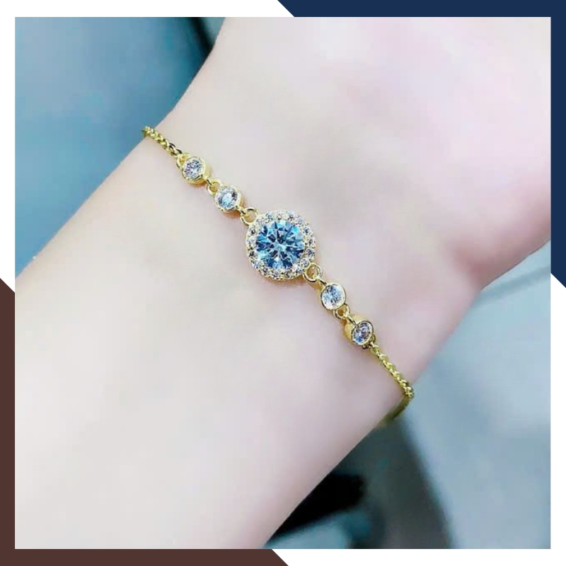 Lắc Tay Vàng Nữ 10K LTVN375 Mặt Đá Lấp Lánh, Tôn Cổ Tay