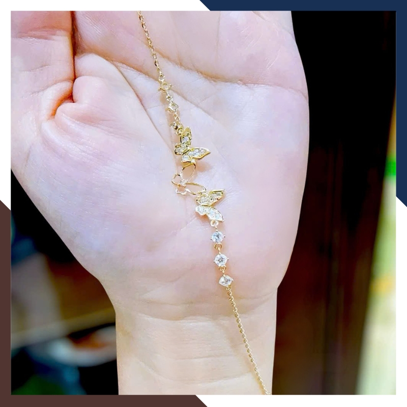 Lắc Tay Vàng Nữ 10K Charm Bướm LTVN391 | Nhẹ Nhàng, Nữ Tính
