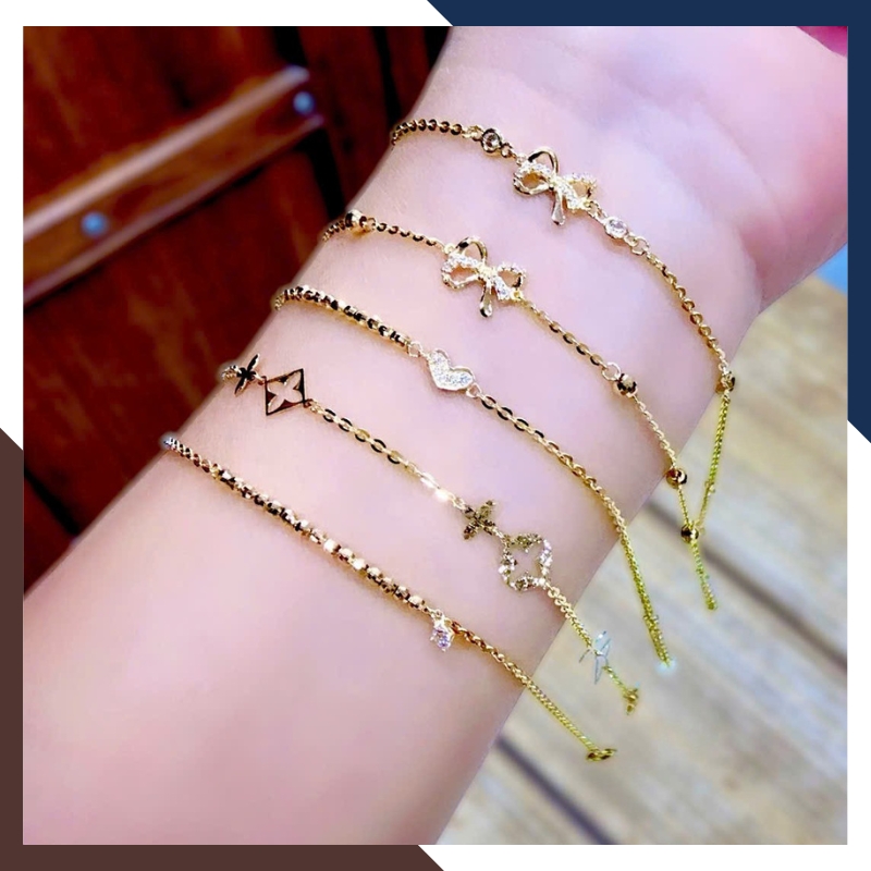 Lắc Tay Vàng Nữ 10K Mix Charm LTVN386 | Dây Mảnh Thanh Lịch