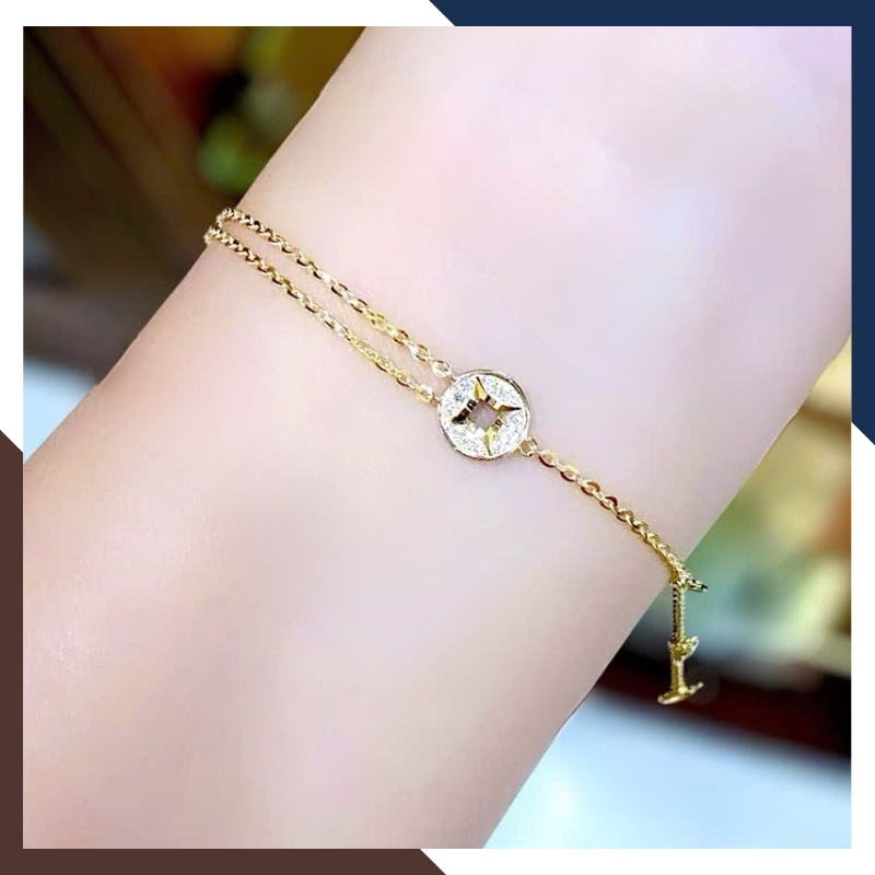 Lắc Tay Vàng Nữ 10K Mix Charm LTVN386 | Dây Mảnh Thanh Lịch