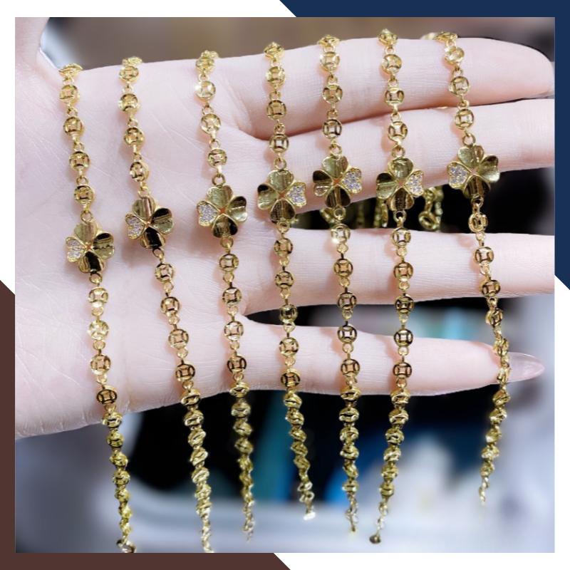 Lắc tay cỏ 4 lá vàng tây 10k