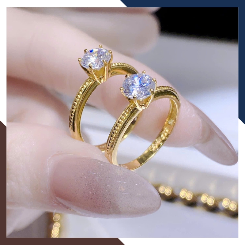 Nhẫn Cầu Hôn, Nhẫn Vàng Nữ Đính Đá NVN183 | Vàng Tây 10k