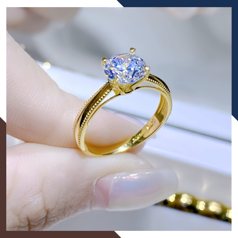 Nhẫn Cầu Hôn, Nhẫn Vàng Nữ Đính Đá NVN183 | Vàng Tây 10k