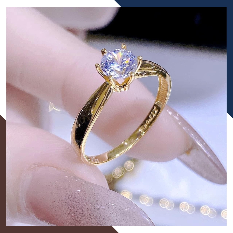 Nhẫn Cầu Hôn, Nhẫn Vàng Nữ Đính Đá NVN183 | Vàng Tây 10k