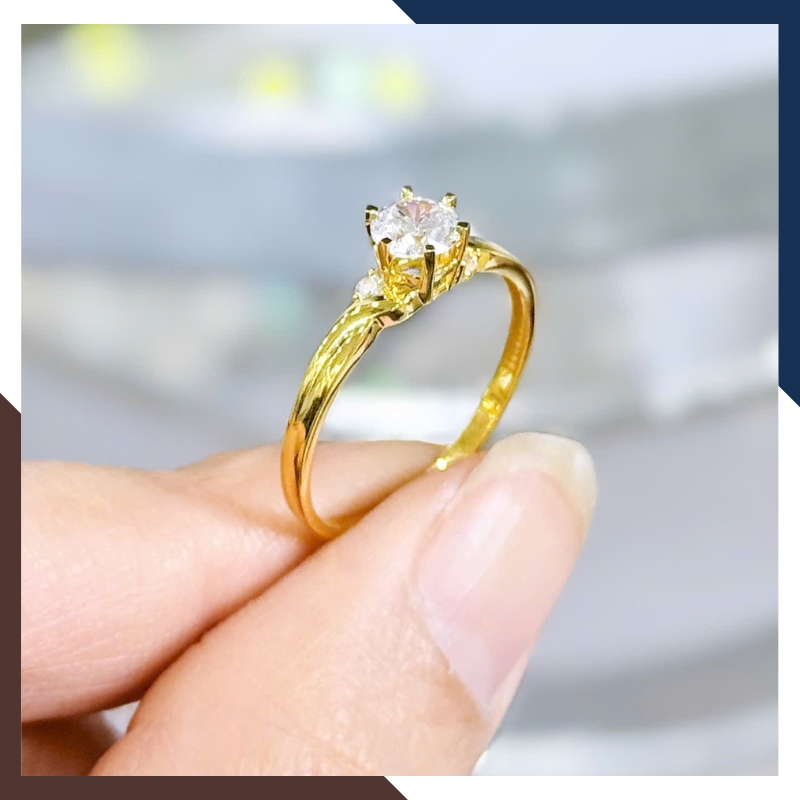 Nhẫn Cầu Hôn, Nhẫn Vàng Nữ Đính Đá NVN183 | Vàng Tây 10k