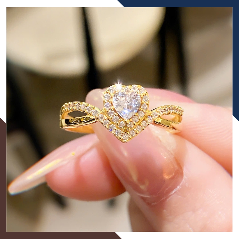 Nhẫn Cầu Hôn Vàng Tây, Nhẫn Vàng Nữ 10k Hình Trái Tim Đẹp NVN172