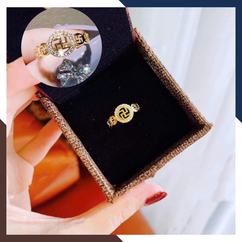 Nhẫn Chữ Vạn Vàng tây 10k Mã NVN66 - May Mắn, Tài Lộc Và Bình An