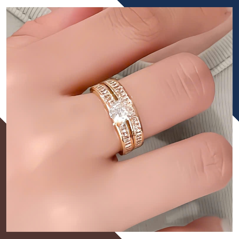 Nhẫn Cưới Cặp Đôi Vàng Tây 10k Đính Đá Gate Rẻ, Đẹp NVCD101