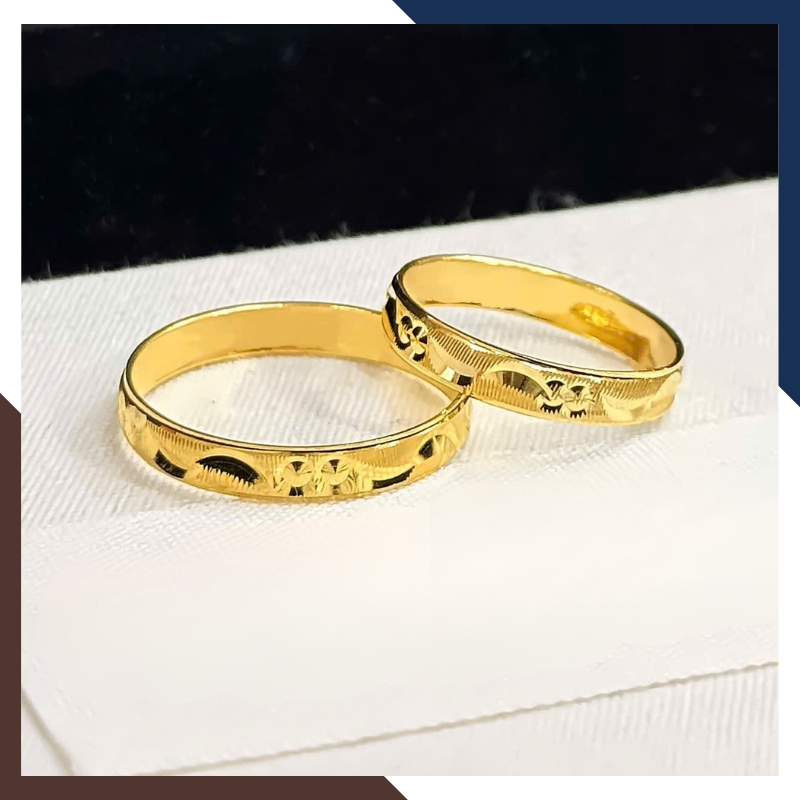 Nhẫn Cưới Trơn Vàng Tây 10k Không Đính Đá Cho Cặp Đôi NVCD78