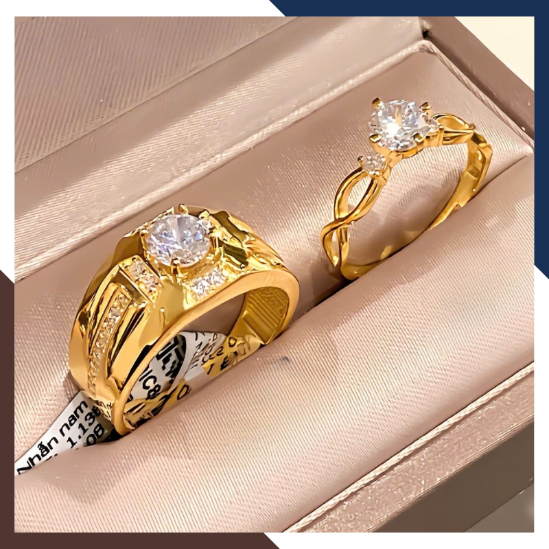 Nhẫn Cưới Vàng Tây 10k Bản To Đẹp Đính Đá NVCD102