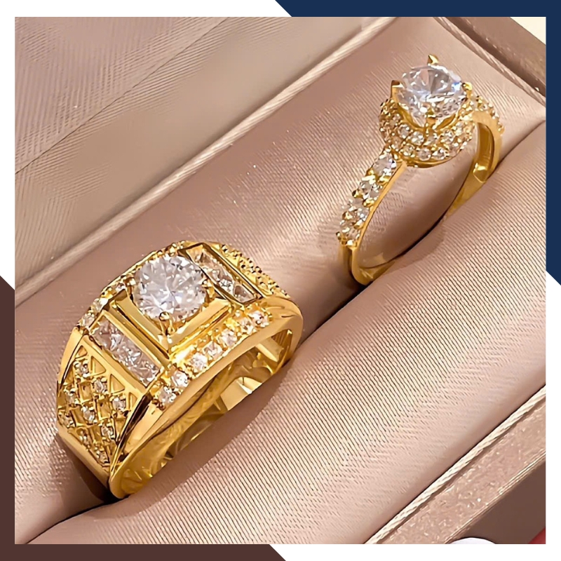 Nhẫn Cưới Vàng Tây 10k Bản To Đẹp Đính Đá NVCD102