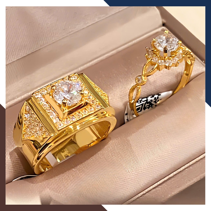 Nhẫn Cưới Vàng Tây 10k Bản To Đẹp Đính Đá NVCD102