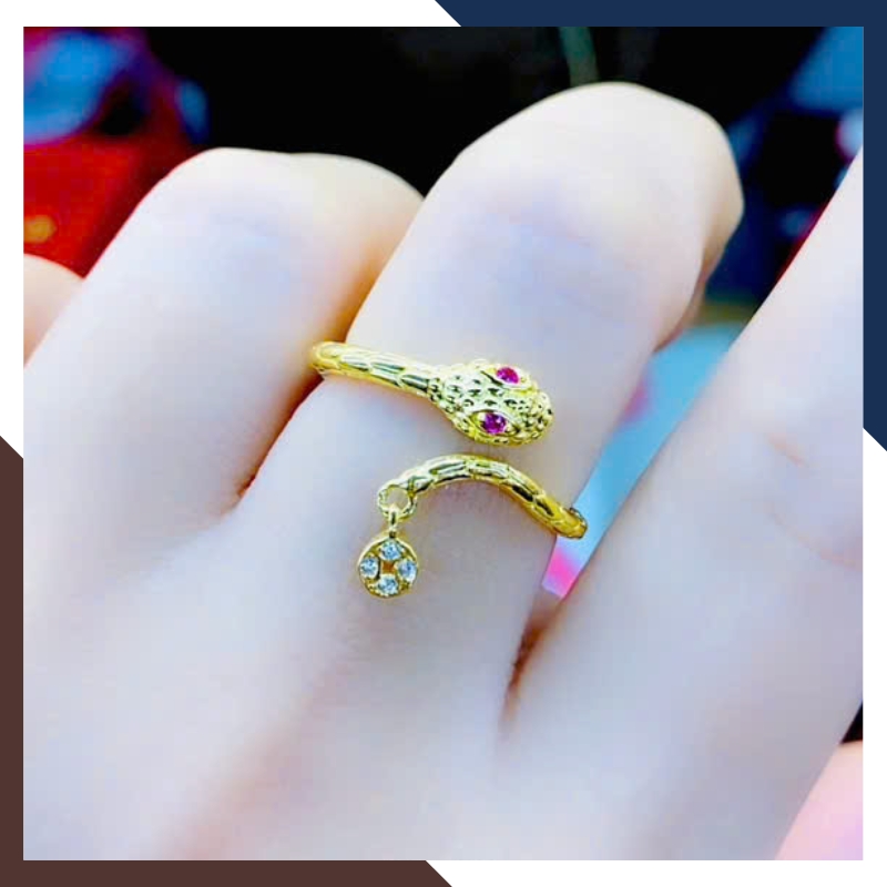 Nhẫn Hình Con Rắn Vàng Tây 10k Cho Nữ Mã NVN61 - Kiểu Dáng Nhẫn Hở Freesize