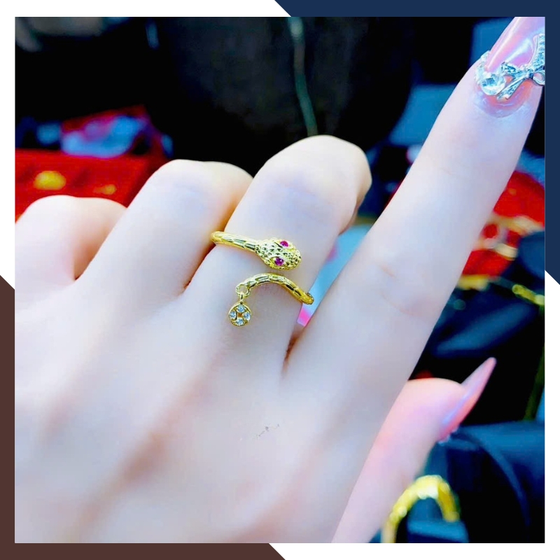 Nhẫn Hình Con Rắn Vàng Tây 10k Cho Nữ Mã NVN61 - Kiểu Dáng Nhẫn Hở Freesize