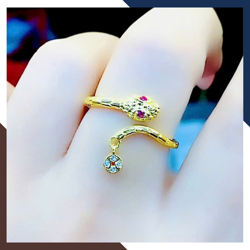 Nhẫn Hình Con Rắn Vàng Tây 10k Cho Nữ Mã NVN61 - Kiểu Dáng Nhẫn Hở Freesize