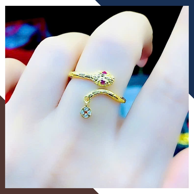 Nhẫn Hình Con Rắn Vàng Tây 10k Cho Nữ Mã NVN61 - Kiểu Dáng Nhẫn Hở Freesize