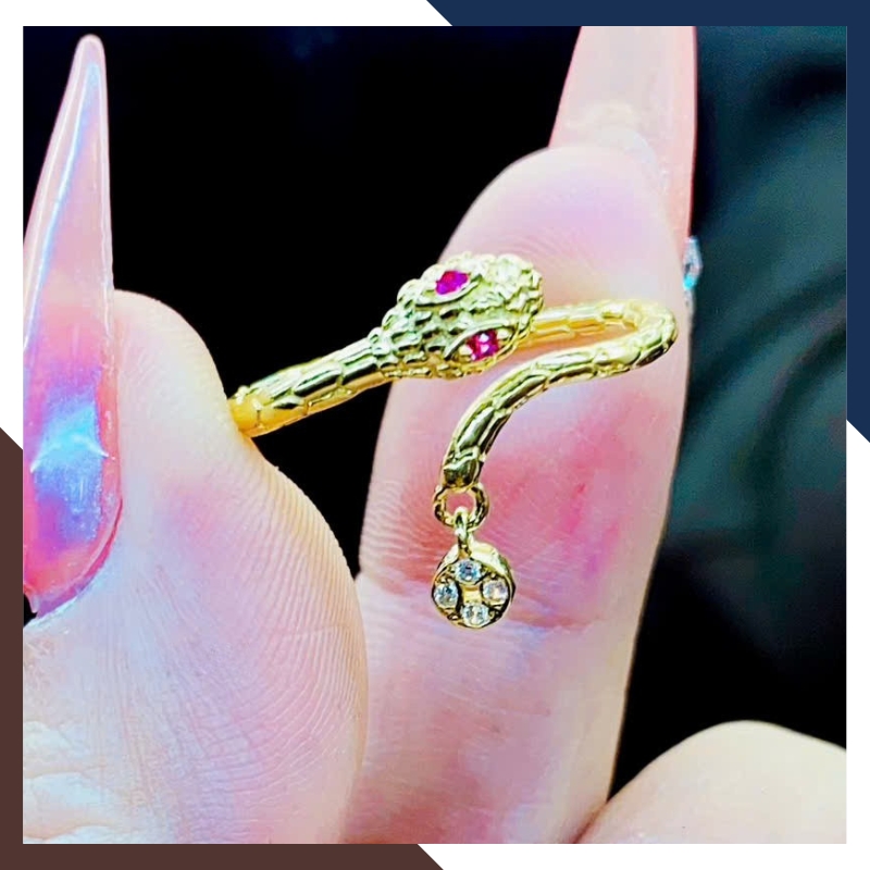 Nhẫn Hình Con Rắn Vàng Tây 10k Cho Nữ Mã NVN61 - Kiểu Dáng Nhẫn Hở Freesize