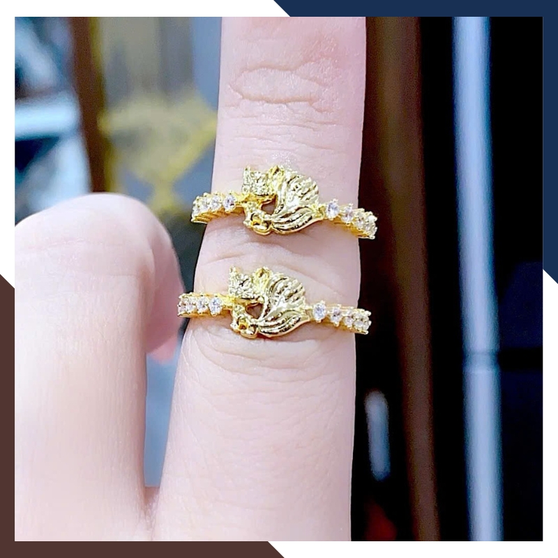 Nhẫn Hồ Ly Chúa 9 Đuôi Bằng Vàng Tây 10k Mã NVN68