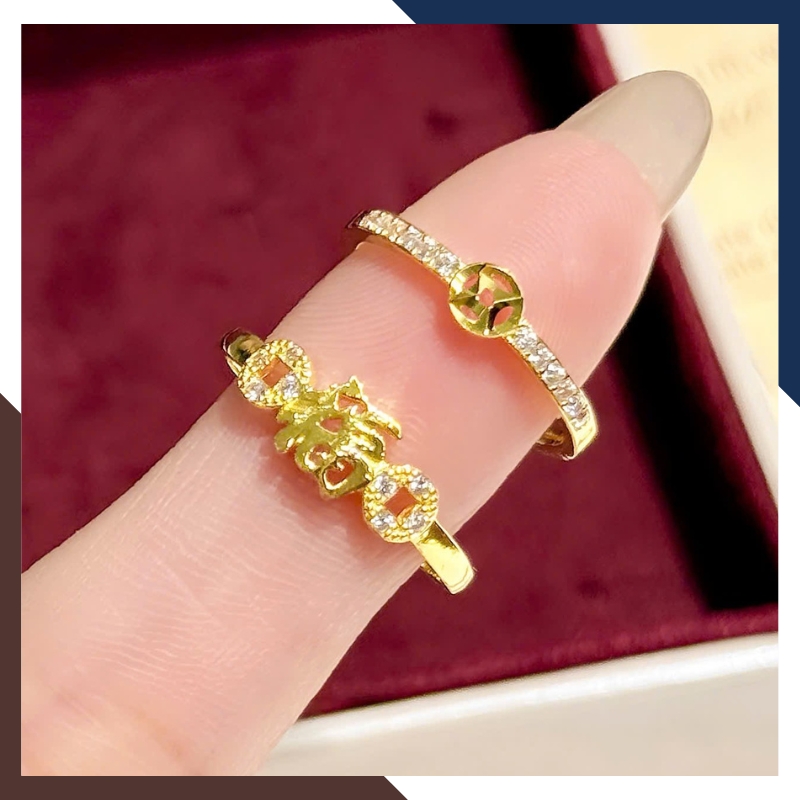 Nhẫn Kim Tiền Tài Lộc Bằng Vàng Tây 10k Nhiều Mẫu Mới 2025 Mã NVN73