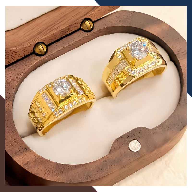 Nhẫn Nam Vàng Tây 10k 1 Chỉ Đính Hột Đá Trắng Đẹp NVNA49