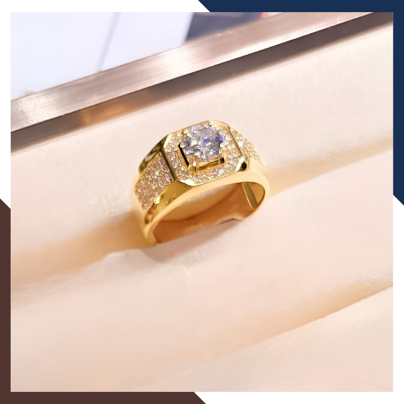 Nhẫn Nam Vàng Tây 10k Đính Hột Đá Trắng Nhiều Mẫu Mới Đẹp NVNA39