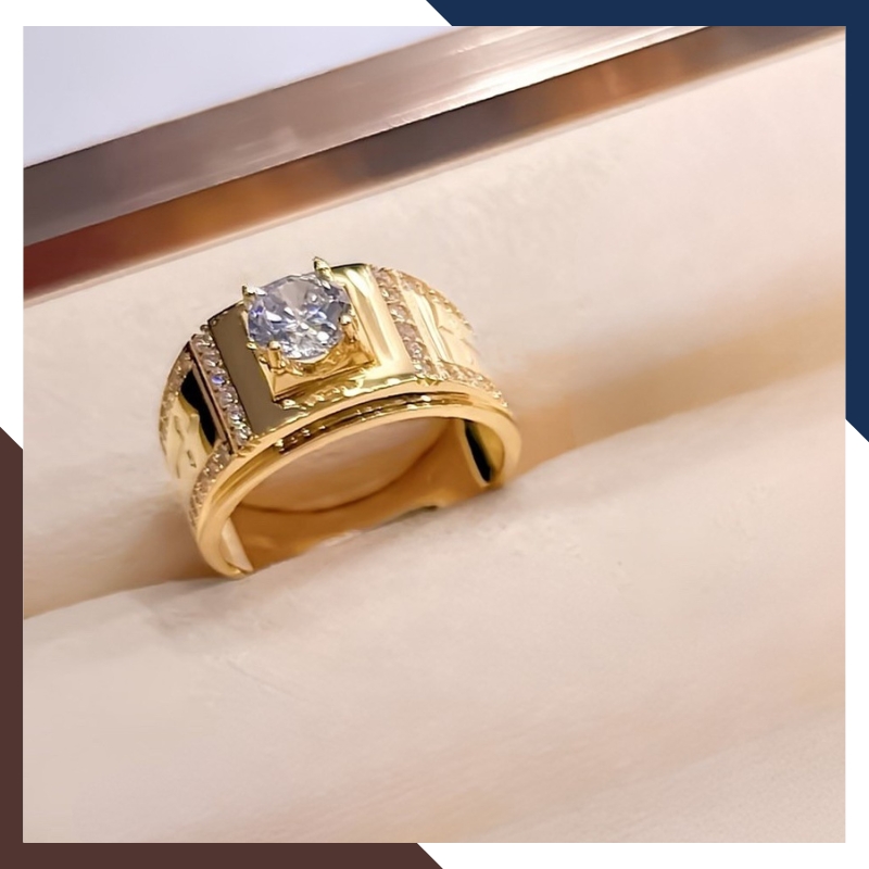 Nhẫn Nam Vàng Tây 10k Đính Hột Đá Trắng Nhiều Mẫu Mới Đẹp NVNA39