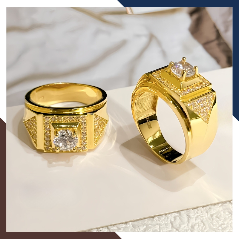 Nhẫn Nam Vàng Tây 10k Đính Hột Đá Trắng Nhiều Mẫu Mới Đẹp NVNA39