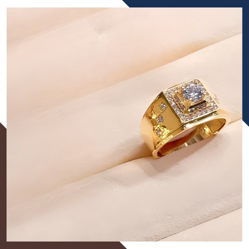 Nhẫn Nam Vàng Tây 10k Đính Hột Đá Trắng Nhiều Mẫu Mới Đẹp NVNA39