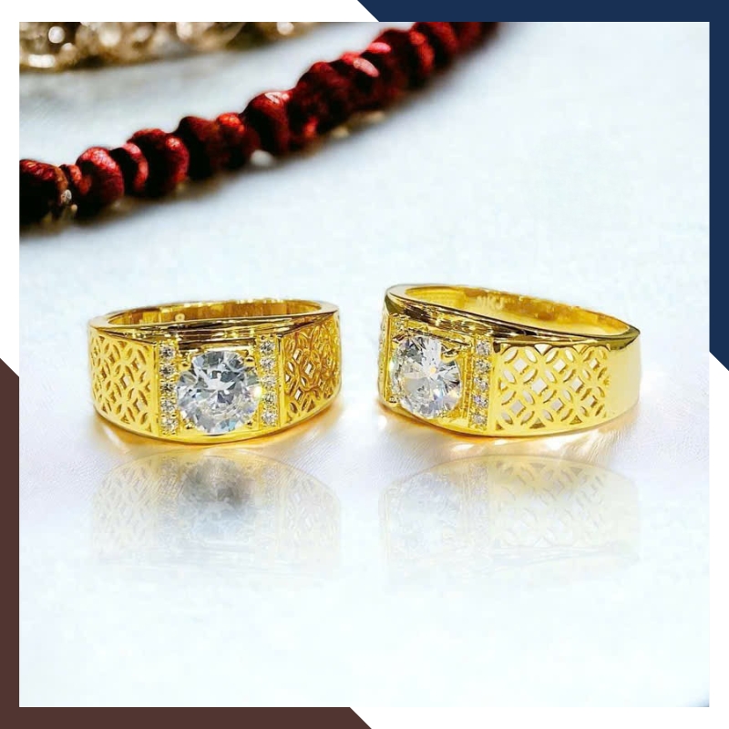 Nhẫn Nam Vàng Tây 10k Đính Hột Đá Trắng NVNA56 Lịch Lãm