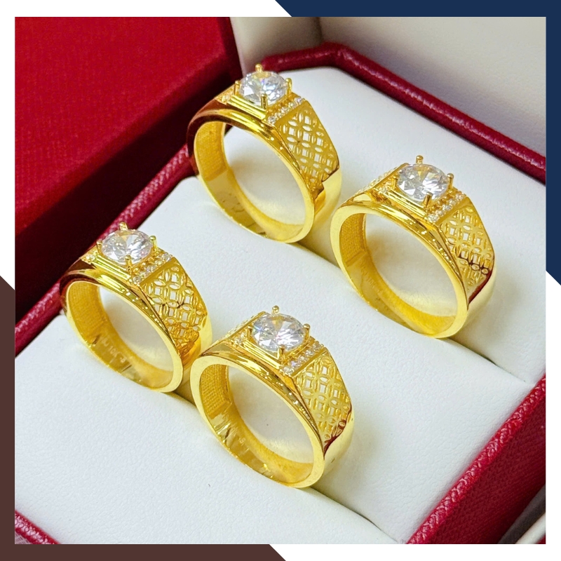 Nhẫn Nam Vàng Tây 10k Đính Hột Đá Trắng NVNA56 Lịch Lãm