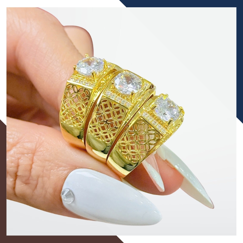 Nhẫn Nam Vàng Tây 10k Đính Hột Đá Trắng NVNA56 Lịch Lãm