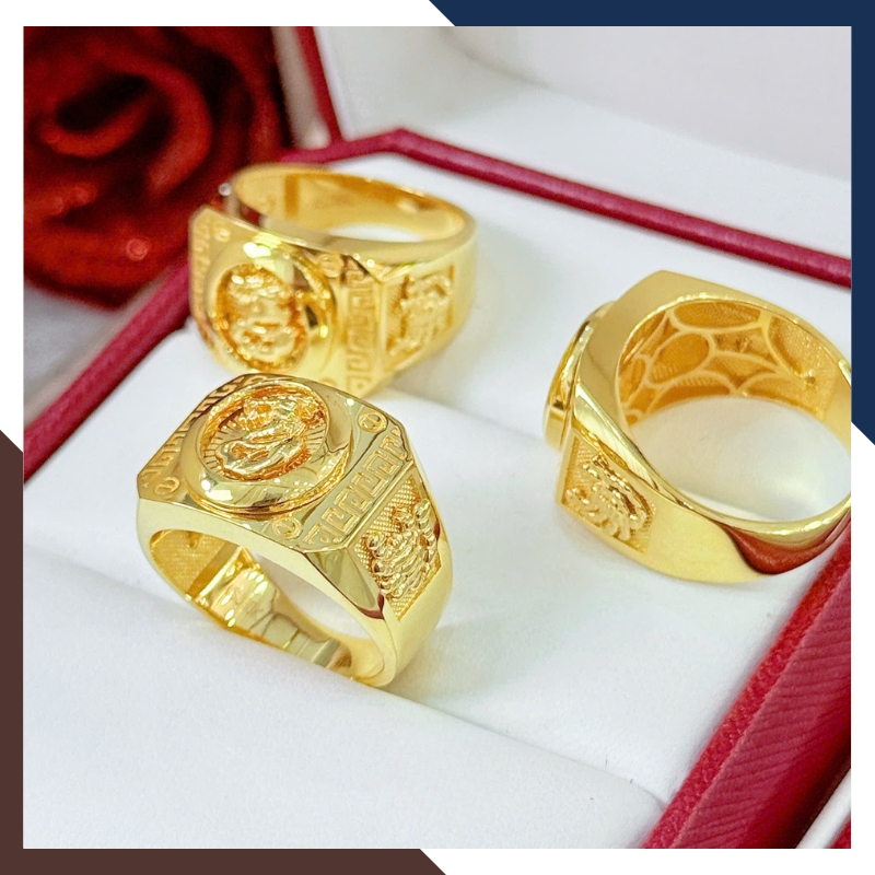 Nhẫn Nam Vàng Tây 10k Mặt Vuông/ Tròn Đính Hột Đá Trắng NVNA60