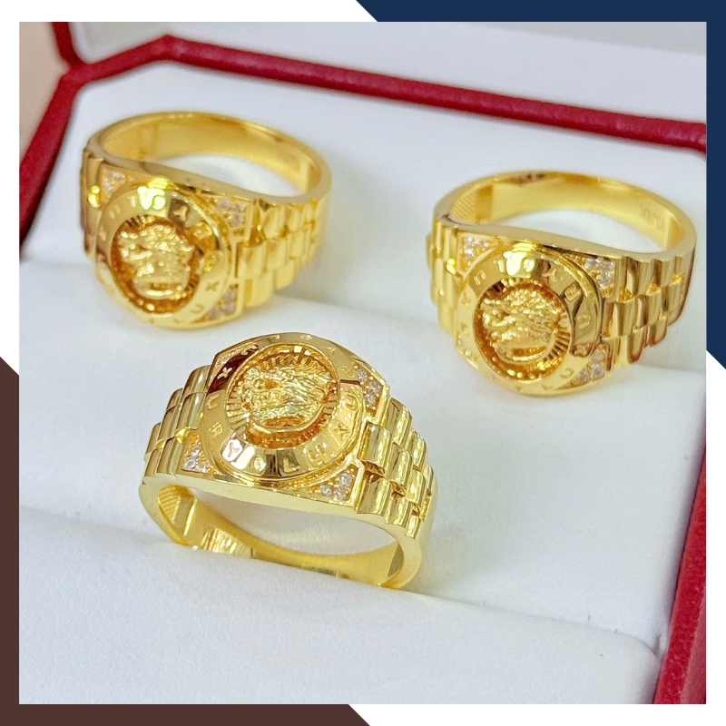 Nhẫn Nam Vàng Tây 10k Mặt Vuông/ Tròn Đính Hột Đá Trắng NVNA60