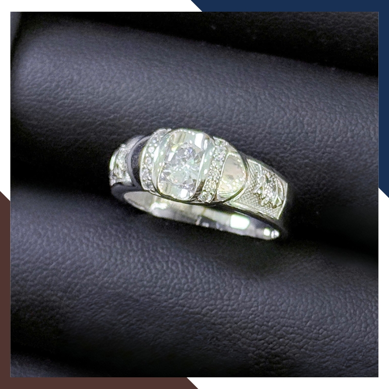 Nhẫn Nam Vàng Trắng 10k Đính Đá CZ Nhiều Mẫu Lịch Lãm NVNA98