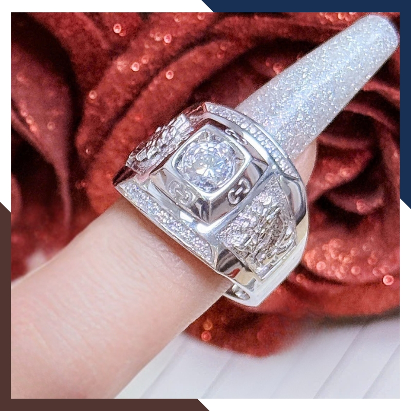 Nhẫn Nam Vàng Trắng 10k Đính Đá CZ Nhiều Mẫu Lịch Lãm NVNA98