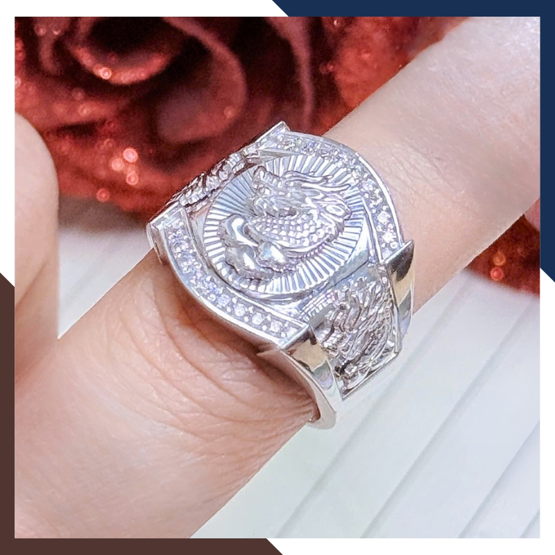 Nhẫn Nam Vàng Trắng 10k Đính Đá CZ Nhiều Mẫu Lịch Lãm NVNA98