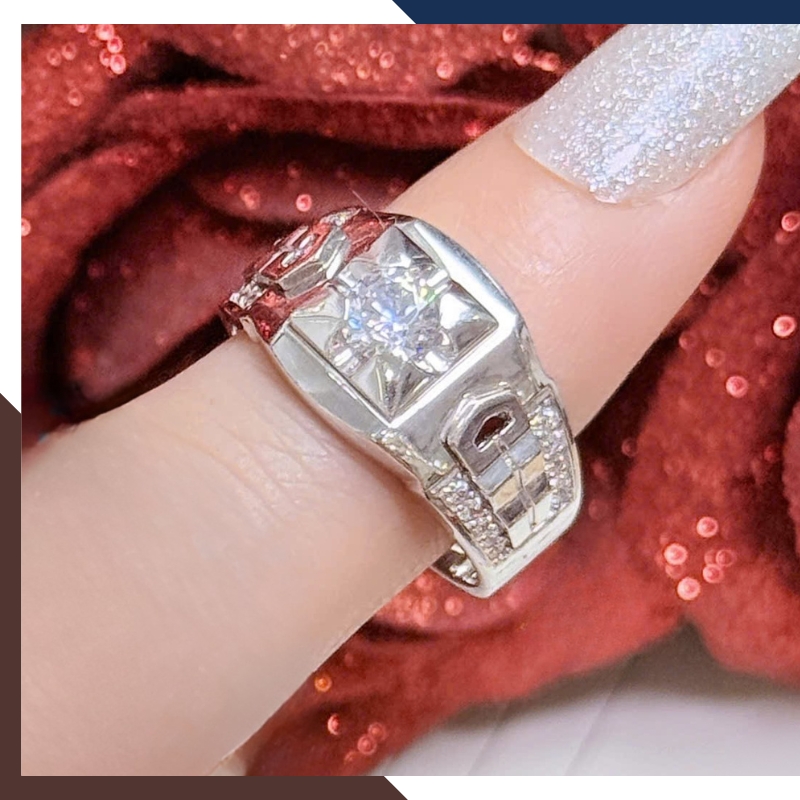 Nhẫn Nam Vàng Trắng 10k Đính Đá CZ Nhiều Mẫu Lịch Lãm NVNA98