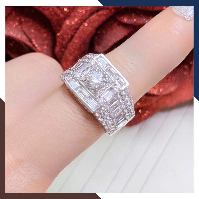 Nhẫn Nam Vàng Trắng 10k Đính Đá CZ Nhiều Mẫu Lịch Lãm NVNA98