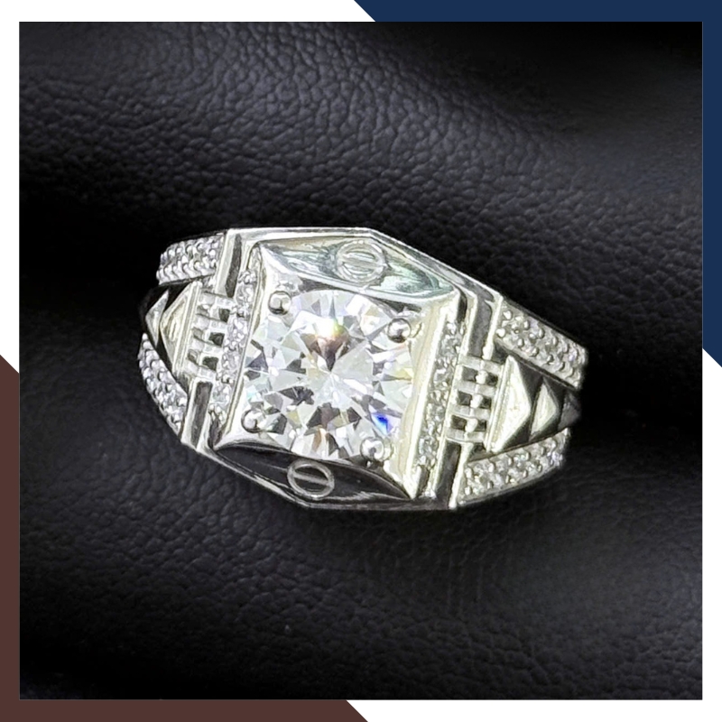 Nhẫn Nam Vàng Trắng 10k Đính Đá CZ Nhiều Mẫu Lịch Lãm NVNA98