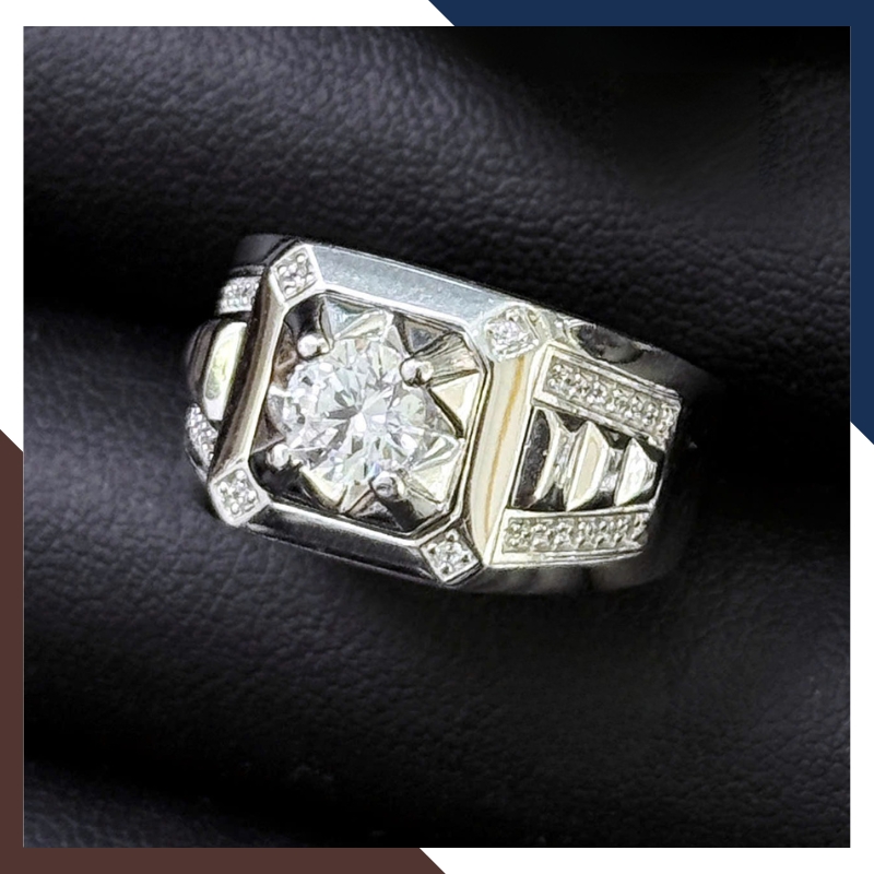 Nhẫn Nam Vàng Trắng 10k Đính Đá CZ Nhiều Mẫu Lịch Lãm NVNA98