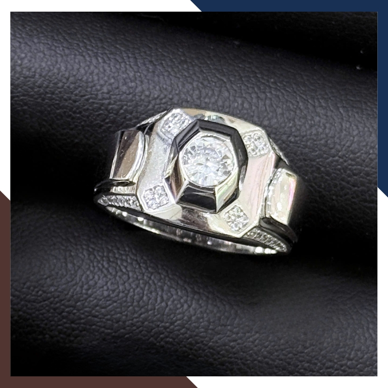 Nhẫn Nam Vàng Trắng 10k Đính Đá CZ Nhiều Mẫu Lịch Lãm NVNA98