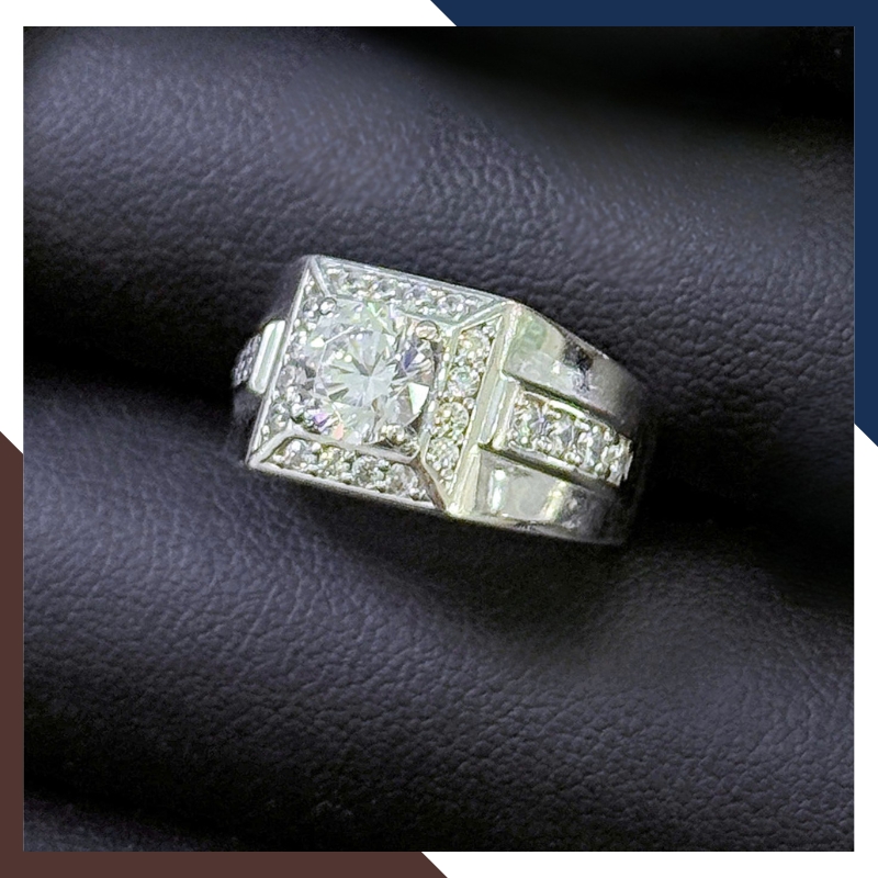 Nhẫn Nam Vàng Trắng 10k Đính Đá CZ Nhiều Mẫu Lịch Lãm NVNA98