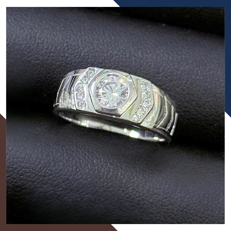 Nhẫn Nam Vàng Trắng 10k Đính Đá CZ Nhiều Mẫu Lịch Lãm NVNA98