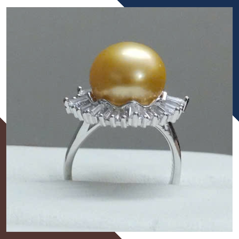 Nhẫn Ngọc Trai 13MM Màu Vàng Cho Nữ Đẹp NNT29 | Ngọc Trai Thật