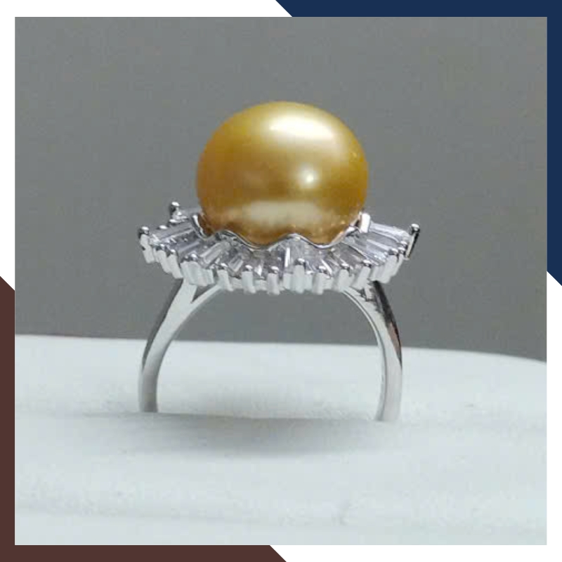 Nhẫn Ngọc Trai 13MM Màu Vàng Cho Nữ Đẹp NNT29 | Ngọc Trai Thật