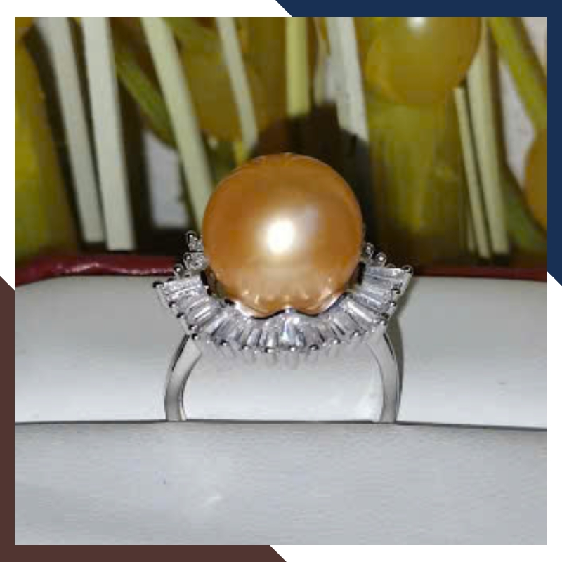 Nhẫn Ngọc Trai 13MM Màu Vàng Cho Nữ Đẹp NNT29 | Ngọc Trai Thật