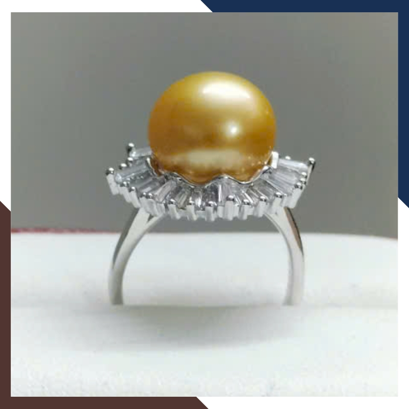 Nhẫn Ngọc Trai 13MM Màu Vàng Cho Nữ Đẹp NNT29 | Ngọc Trai Thật