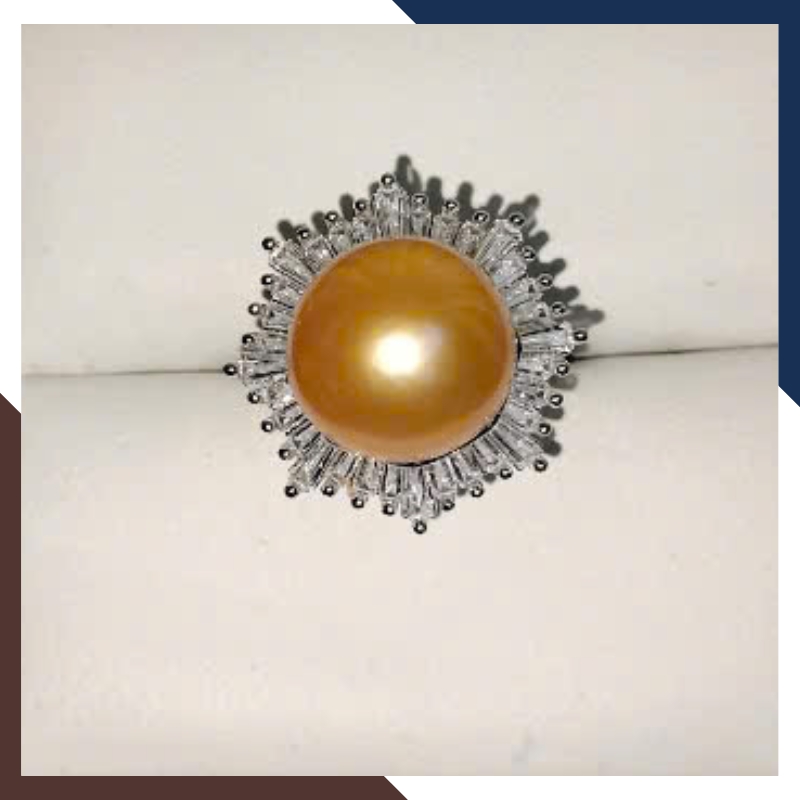 Nhẫn Ngọc Trai 13MM Màu Vàng Cho Nữ Đẹp NNT29 | Ngọc Trai Thật