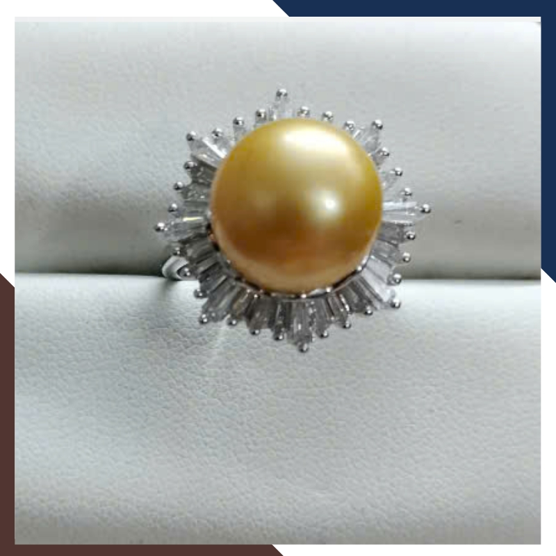 Nhẫn Ngọc Trai 13MM Màu Vàng Cho Nữ Đẹp NNT29 | Ngọc Trai Thật